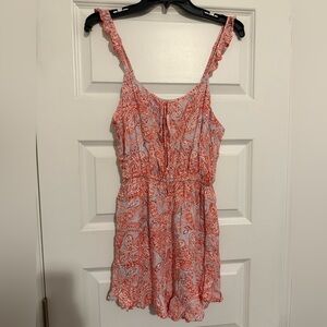 Cupcakes & Cashmere Orange and White Paisley Romper Size Small